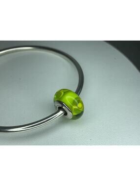 Pandora Murano Lime Green With Green And Yellow Flowers Charm Retired